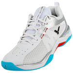 Victor S8211 court Shoe [Bright White/Glossy Silver]